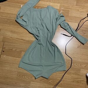 Elegant Green Ribbed Jumpsuit